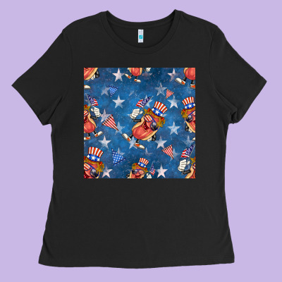 4th Of July Hotdog Seamless Pattern Ladies Tee Designed By Bundleandbundleshop