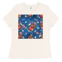 Bone 4th of july hotdog seamless pattern Ladies Tee - BundleAndBundleShop
