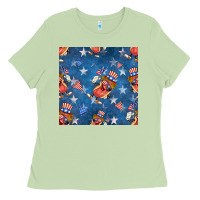 Matcha 4th of july hotdog seamless pattern Ladies Tee - BundleAndBundleShop