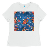 White 4th of july hotdog seamless pattern Ladies Tee - BundleAndBundleShop