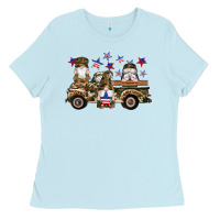 Baby Blue camouflage gnomes american flag star truck Ladies Tee - Artiststas