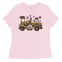Bubblegum Pink camouflage gnomes american flag star truck Ladies Tee - Artiststas