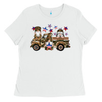 White camouflage gnomes american flag star truck Ladies Tee - Artiststas