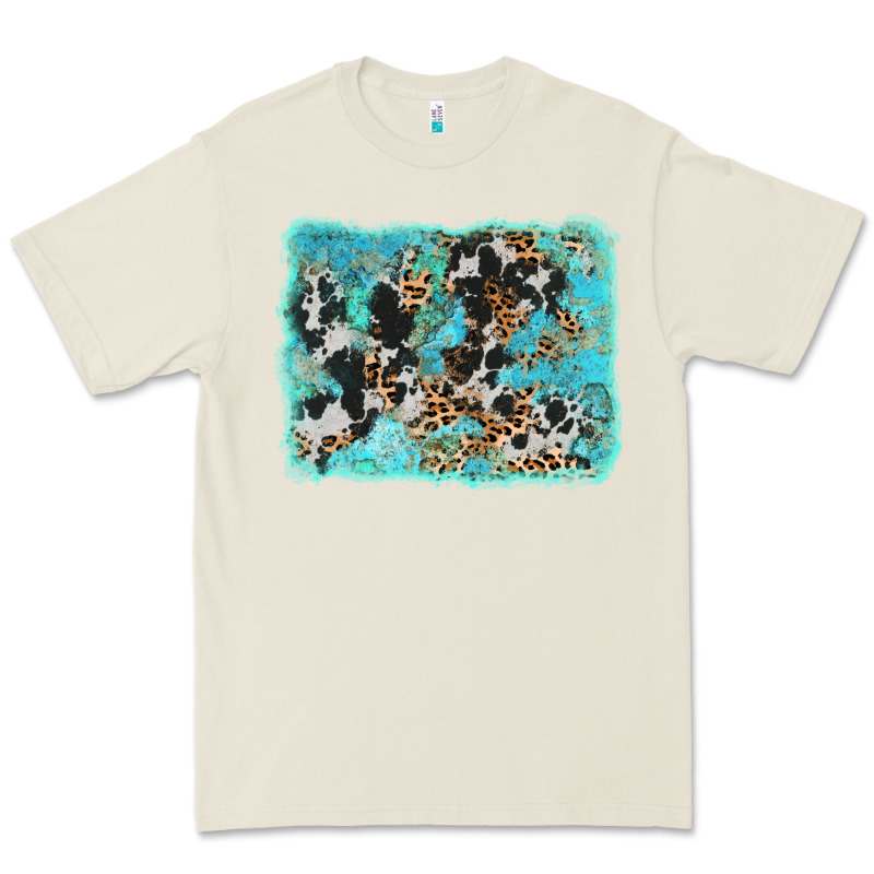 Turquoise Cowhide Leopard Background Premium Tee by AdoDesignShop | Teevron