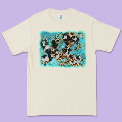 Turquoise Cowhide Leopard Background Premium Tee Designed By Adodesignshop