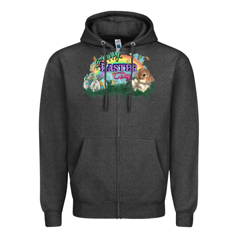 Happy Easter Day Rainbow Zipper Hoodie by HowdyJamesFarm | Teevron