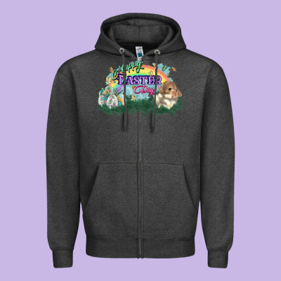 Happy Easter Day Rainbow Zipper Hoodie Designed By Howdyjamesfarm