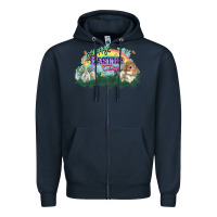 Navy Happy Easter Day rainbow Zipper Hoodie - HowdyJamesFarm