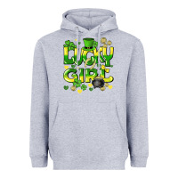 Heather Grey lucky girl st. patricks day Heavyweight Hoodie - HowdyJamesFarm