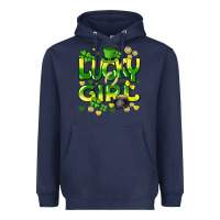 Navy lucky girl st. patricks day Heavyweight Hoodie - HowdyJamesFarm