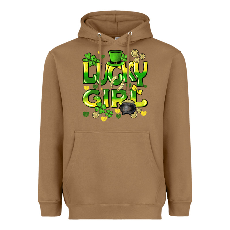 Lucky Girl St. Patricks Day Heavyweight Hoodie by HowdyJamesFarm | Teevron