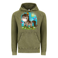 Vintage Olive little cute horse Vintage Hoodie - NancyCooperArtShop