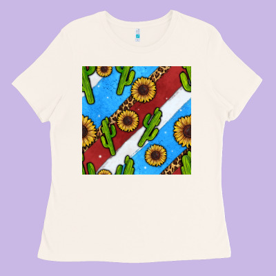 Western 4th Of July Seamless Pattern Ladies Tee Designed By Bundleandbundleshop