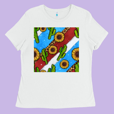 Western 4th Of July Seamless Pattern Ladies Tee Designed By Bundleandbundleshop