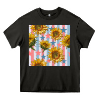 Asphalt patriotic sunflowers stripes and stars seamless patrern Heavy Core Tee - BundleAndBundleShop