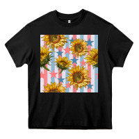 Black patriotic sunflowers stripes and stars seamless patrern Heavy Core Tee - BundleAndBundleShop