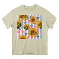 Mossy patriotic sunflowers stripes and stars seamless patrern Heavy Core Tee - BundleAndBundleShop