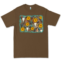 Cacao cow skull sunflower background Premium Tee - AdoDesignShop