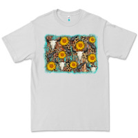 Dove Grey cow skull sunflower background Premium Tee - AdoDesignShop
