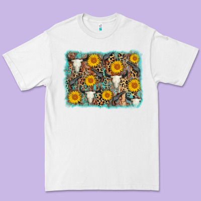 Cow Skull Sunflower Background Premium Tee Designed By Adodesignshop
