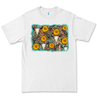White cow skull sunflower background Premium Tee - AdoDesignShop