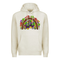 Oatmeal Heather Mardi Gras rainbow Premium Hoodie - HowdyJamesFarm