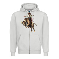 Dove Grey Cowboy bull rodeo Zipper Hoodie - HowdyJamesFarm