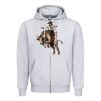 Heather Grey Cowboy bull rodeo Zipper Hoodie - HowdyJamesFarm