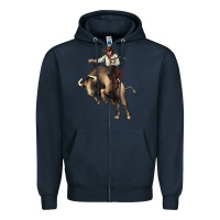 Navy Cowboy bull rodeo Zipper Hoodie - HowdyJamesFarm
