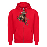 Red Cowboy bull rodeo Zipper Hoodie - HowdyJamesFarm