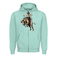 Seafoam Cowboy bull rodeo Zipper Hoodie - HowdyJamesFarm