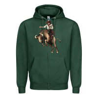 Sports Green Cowboy bull rodeo Zipper Hoodie - HowdyJamesFarm