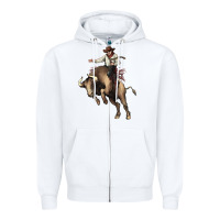 White Cowboy bull rodeo Zipper Hoodie - HowdyJamesFarm