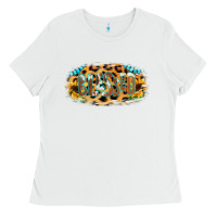 White Blessed Sunflower Gemstone Ladies Tee - RanaPortraitStore