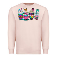 Pale Pink tie dye coffee cups Premium Sweatshirt - OliviaCreatesArt