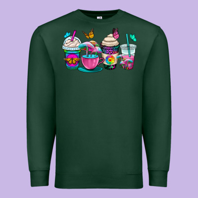 Tie Dye Coffee Cups Premium Sweatshirt Designed By Oliviacreatesart
