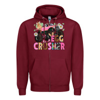 Burgundy Egg crusher Easter Day Zipper Hoodie - HowdyJamesFarm