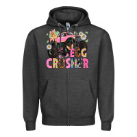 Charcoal Heather Egg crusher Easter Day Zipper Hoodie - HowdyJamesFarm