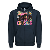 Navy Egg crusher Easter Day Zipper Hoodie - HowdyJamesFarm