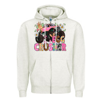 Oatmeal Heather Egg crusher Easter Day Zipper Hoodie - HowdyJamesFarm