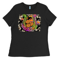 Black halloween horseshoe Ladies Tee - JahusDesignShop
