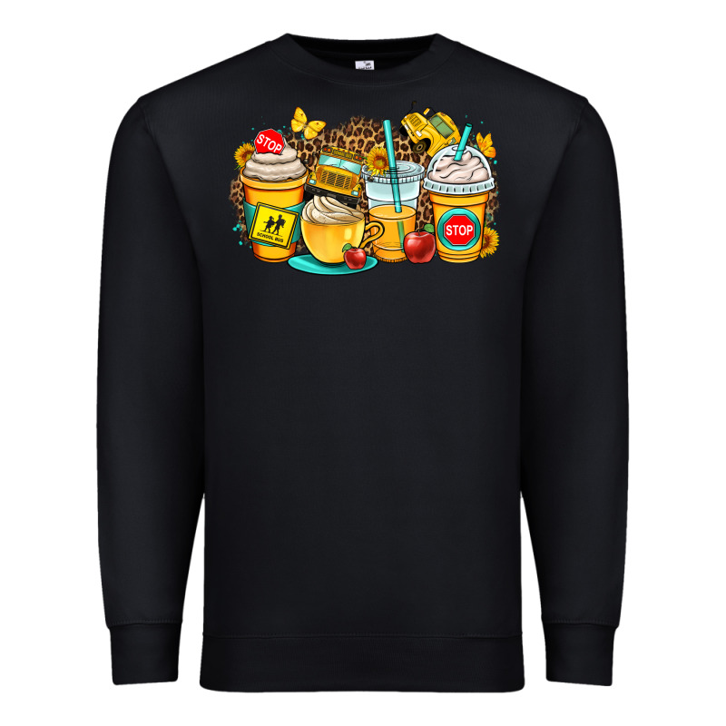 School Bus Coffee Cups Premium Sweatshirt by OliviaCreatesArt | Teevron