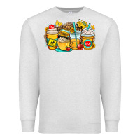 Oatmeal Heather school bus coffee cups Premium Sweatshirt - OliviaCreatesArt