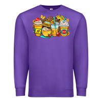 Purple school bus coffee cups Premium Sweatshirt - OliviaCreatesArt