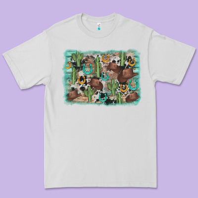 Cactus Cowboy Hat Background Premium Tee Designed By Adodesignshop
