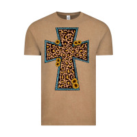 Vintage Coffee leopard sunflower cross Vintage Tee - JahusDesignShop