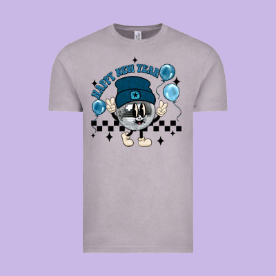 Happy New Year Disco Ball Vintage Tee Designed By Maliassmallbusiness