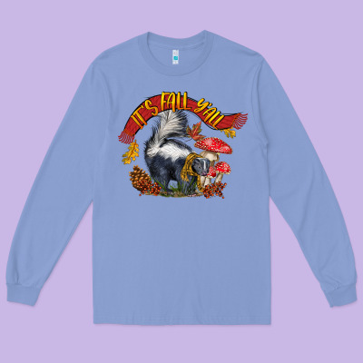 It's Fall Y'all Skunk Long Sleeve Tee Designed By Lillyallendesigns