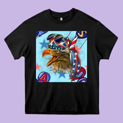 Mullet Eagle With Balloon Seamless Pattern Heavy Core Tee Designed By Bundleandbundleshop