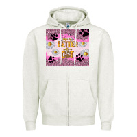 Oatmeal Heather life is better with a cat Zipper Hoodie - TumblerDesignByShophia